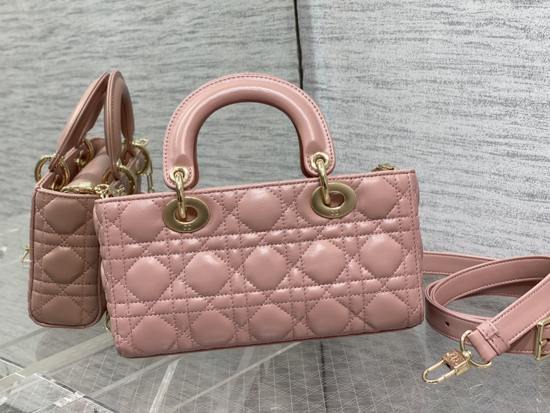 Small Lady D-Joy Bag Pink Cannage Lambskin